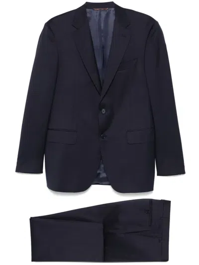 Canali Patterned-jacquard Suit In Blue