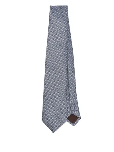 Canali Patterned-jacquard Silk Tie In Grey