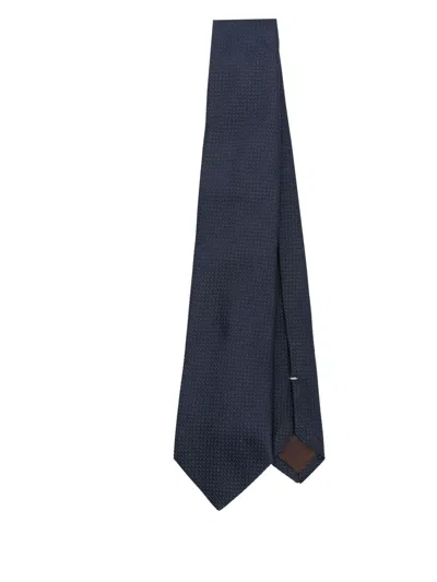 Canali Patterned-jacquard Tie In Blue