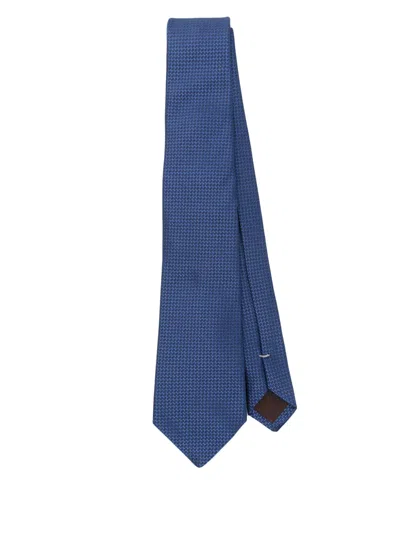 Canali Geometric-pattern Silk Tie In Blue