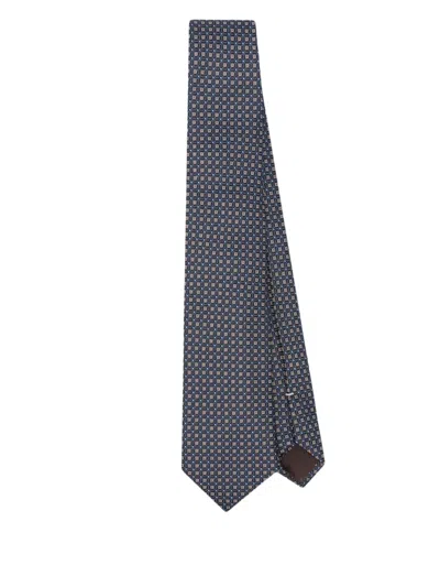 Canali Patterned-jacquard Tie In Blue