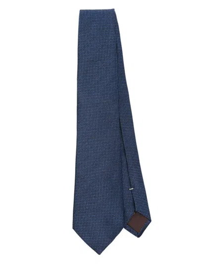 Canali Patterned-jacquard Tie In Blue