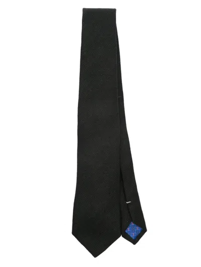 Canali Patterned-jacquard Tie In Green