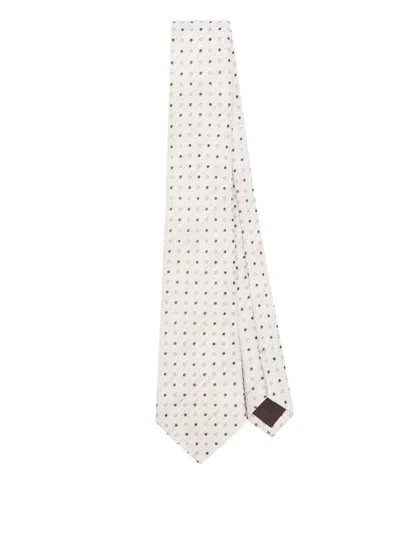 Canali Patterned-jacquard Tie In Neutrals