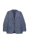 Canali Patterned Notched Lapel Jacket In Blue