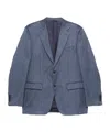 Canali Patterned Notched Lapel Jacket In Blue