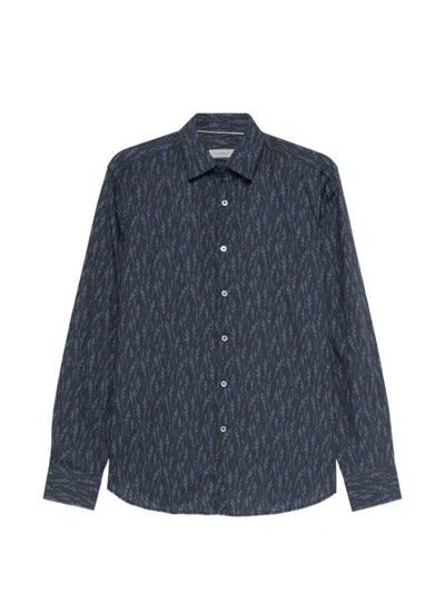 Canali Patterned Shirt In Blue