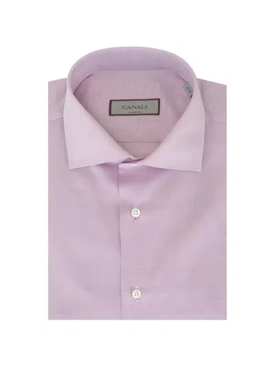 Canali Patterned Shirt In Purple