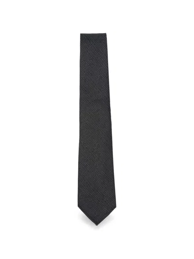 Canali Patterned Silk Tie In Black