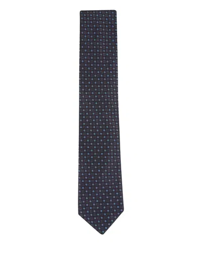 Canali Patterned Silk Tie In Blue