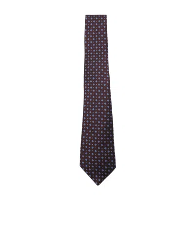 Canali Patterned Tie In Black