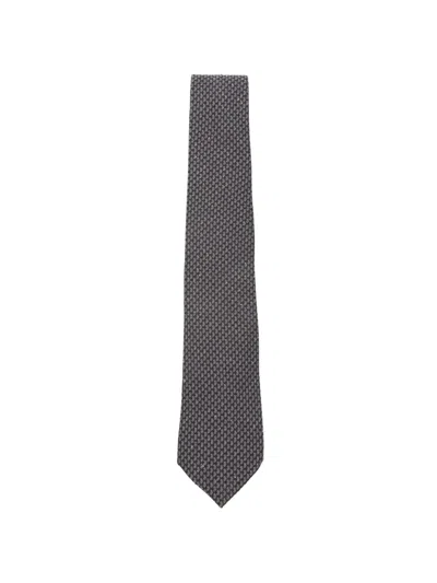 Canali Patterned Tie In Black