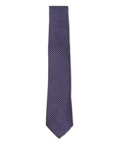 Canali Patterned Tie In Blue