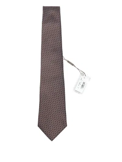 Canali Patterned Tie In Brown