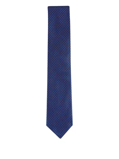 Canali Patterned Tie In Blue