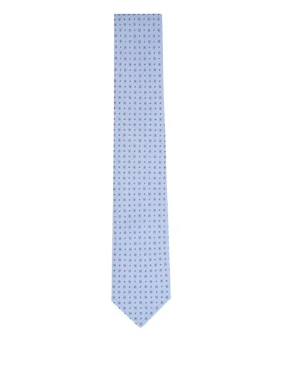 Canali Patterned Tie In Blue