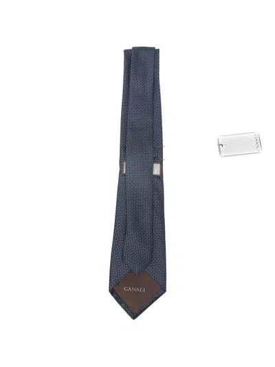 Canali Patterned Tie In Blue