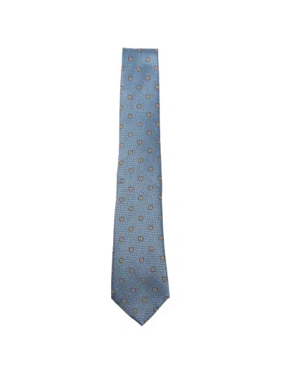 Canali Patterned Tie In Blue
