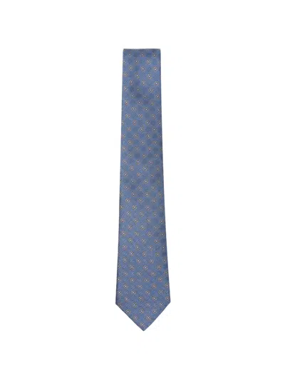 Canali Patterned Tie In Blue