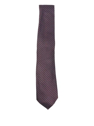 Canali Patterned Tie In Brown