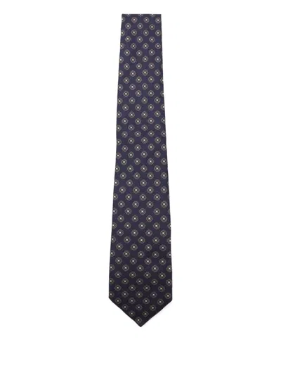 Canali Patterned Wool Tie In Blue