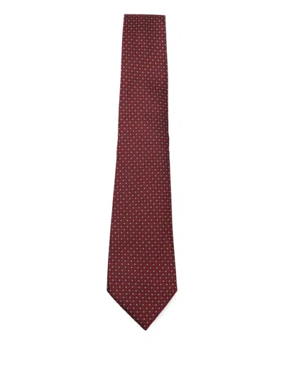 Canali Patterned Wool Tie In Brown