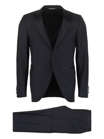 CANALI PEAK-LAPEL WOOL SUIT