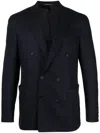 Canali Peak-lapels Wool-blend Blazer In Blau