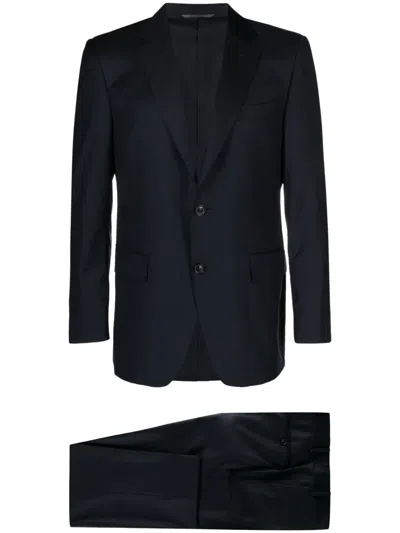 Canali Peak-lapes Wool Single-breasted Suits In Blue