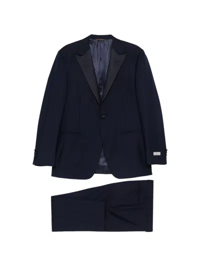Canali Peak-lapel Suit In Blue