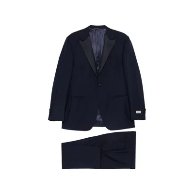 Canali Peak-lapel Suit In Blue