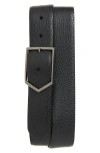 CANALI CANALI PEBBLED CALFSKIN LEATHER BELT