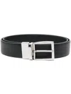 Canali Pebbled-texture Leather Belt In Black