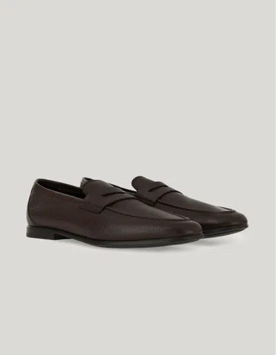 Canali Penny Loafers Brun Foncé En Cuir Foulonné In Brown