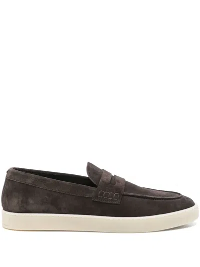 Canali Penny-slot Loafers In Brown