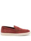 Canali Suede Slip-on Loafers In Orange