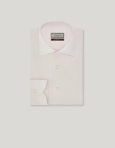 Canali Pink Cotton Twill Shirt With Mother Of Pearl Buttons