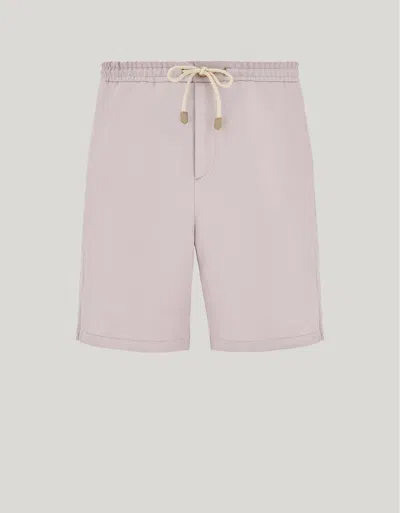 Canali Pink Linen And Silk Bermuda Shorts With Drawstring