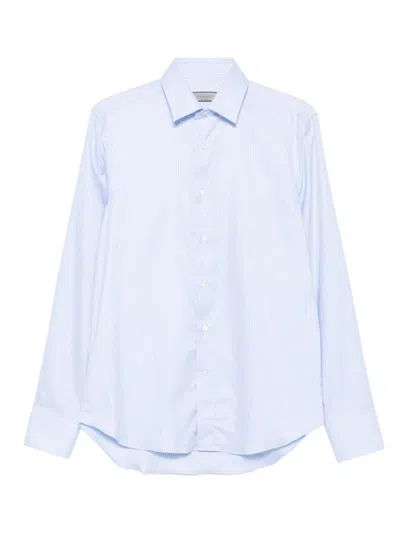 Canali Pinstripe Cotton Shirt In White