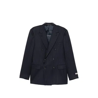 Canali Pinstripe Double-breasted Suit In Blue
