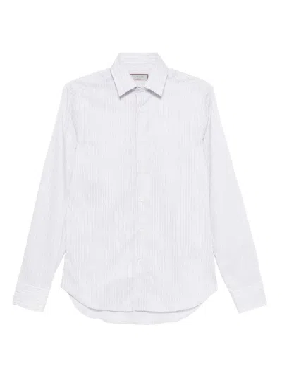 Canali Pinstripe Long-sleeve Shirt In White