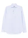 Canali Pinstripe Long-sleeved Shirt In Blue