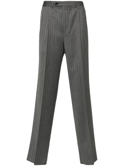 Canali Pinstripe-pattern Wool Trousers In Grey
