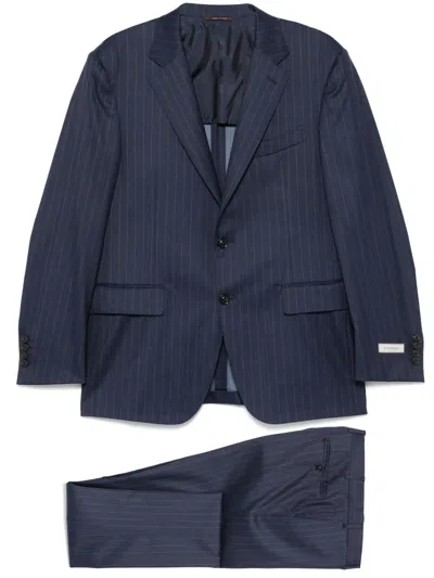 Canali Pinstripe Suit In Blue