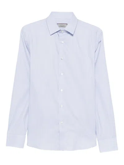 Canali Pinstriped Cotton Shirt In Blue