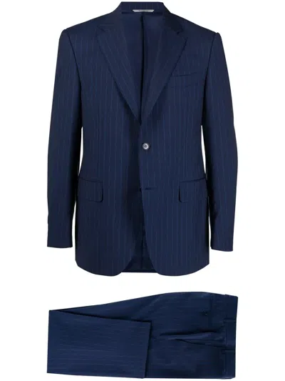Canali Pinstriped Single-breasted Suit In Blue