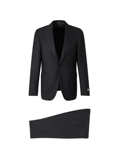 Canali Pinstripe-pattern Single-breasted Suit In Black