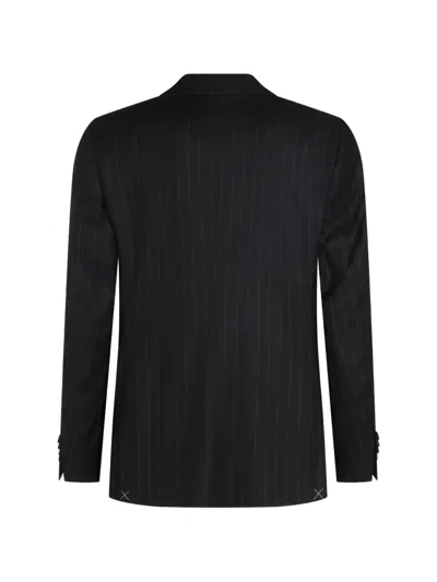 Canali Pinstripe-pattern Suit In Black