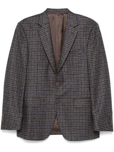 Canali Plaid-check Blazer In Brown