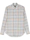 CANALI PLAID CHECK-PATTERN COTTON LINEN SHIRT